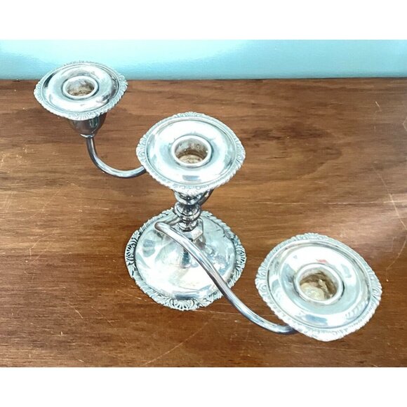 Vintage 3-Arm Silverplate Candelabra by Benedict Proctor  12” Wide Candle Holder - Picture 2 of 13